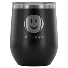 Load image into Gallery viewer, Hit Happy Tennis Wine Tumbler with Lid in Black