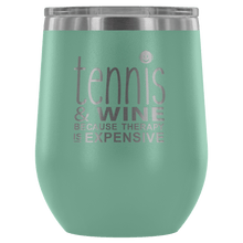 Load image into Gallery viewer, Tennis Wine Tumbler with Lid in Teal