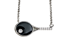 Load image into Gallery viewer, black tennis racket necklace
