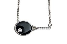 Load image into Gallery viewer, black tennis racket necklace