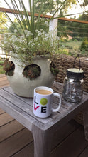 Load image into Gallery viewer, Drinking coffee on the porch in my "I Love Tennis" Coffee Mug