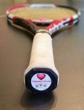 Load image into Gallery viewer, Funny Tennis Butt Decals - "Love or Money" on a tennis racquet