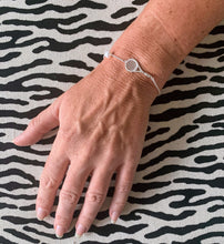 Load image into Gallery viewer, Woman wearing the Luxe Tennis Racket and Pearl bracelet