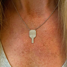 Load image into Gallery viewer, Woman wearing the Pickleball Paddle Pendant Necklace