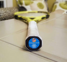 Load image into Gallery viewer, Funny Tennis Butt Decals - "Sunshine or Snowflake" on a tennis racquet