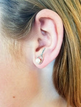 Load image into Gallery viewer, Woman wearing Sterling Silver Tennis Racket With Freshwater Pearl Earrings