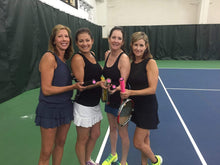 Load image into Gallery viewer, A group of women with our funny Tennis Butt decals on the ends of their tennis racquets