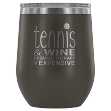 Load image into Gallery viewer, Tennis Wine Tumbler with Lid in Pewter
