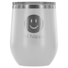 Load image into Gallery viewer, Hit Happy Tennis Wine Tumbler with Lid in White
