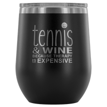 Load image into Gallery viewer, Tennis Wine Tumbler with Lid in Black
