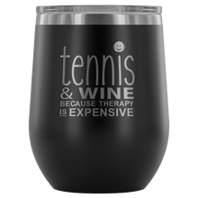 Load image into Gallery viewer, Tennis Wine Tumbler with Lid in Black