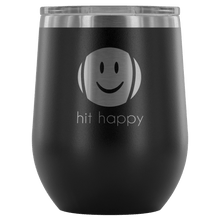 Load image into Gallery viewer, Hit Happy Tennis Wine Tumbler with Lid in Black
