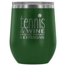 Load image into Gallery viewer, Tennis Wine Tumbler with Lid in Green
