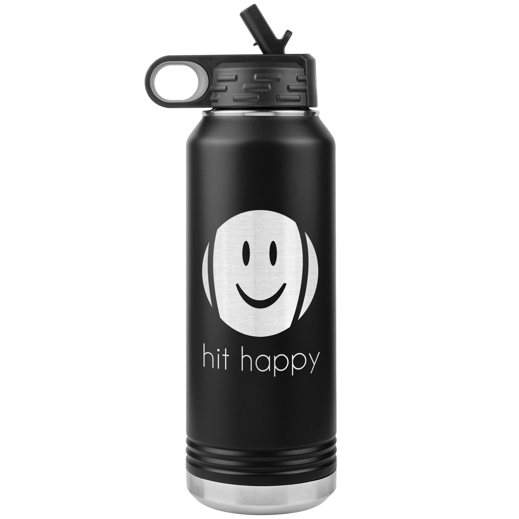32 oz Hit Happy Tennis Water Bottle in Black