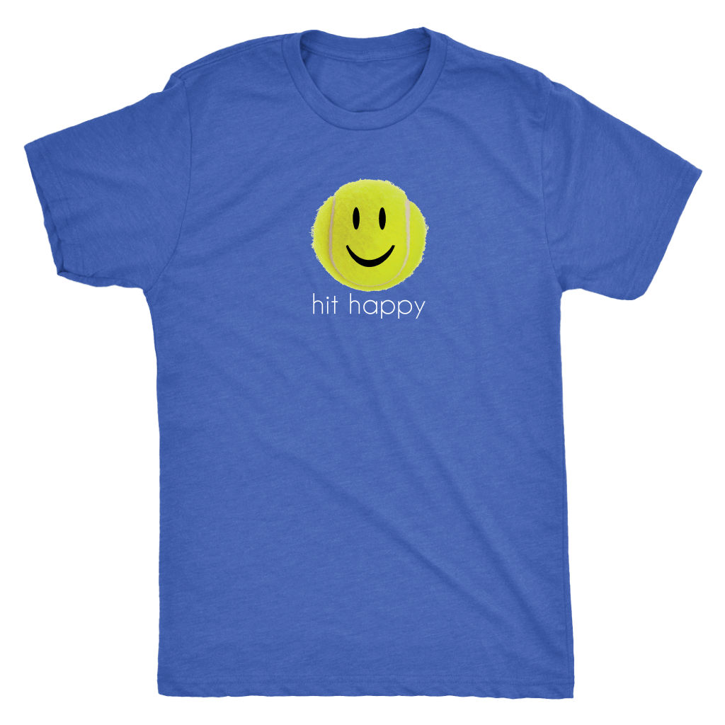 Vintage Royal Blue Hit Happy Tennis- Men's Next Level Triblend T-Shirt