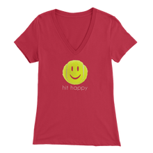Load image into Gallery viewer, Red Hit Happy Tennis Women&#39;s V-Neck T-Shirt
