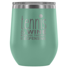 Load image into Gallery viewer, Tennis Wine Tumbler with Lid in Teal
