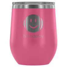Load image into Gallery viewer, Hit Happy Tennis Wine Tumbler with Lid in Pink

