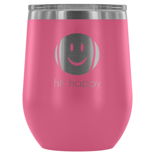 Hit Happy Tennis Wine Tumbler with Lid in Pink