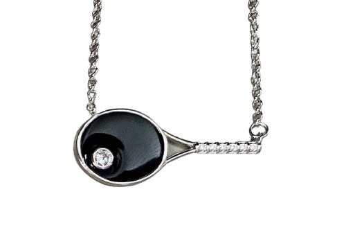 black tennis racket necklace