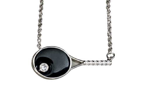 black tennis racket necklace