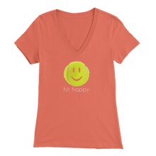 Load image into Gallery viewer, Coral Hit Happy Tennis Women&#39;s V-Neck T-Shirt
