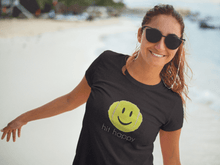 Load image into Gallery viewer, Woman wearing the black Hit Happy Tennis Women&#39;s Triblend T-Shirt
