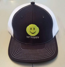 Load image into Gallery viewer, Black and White Hit Happy Tennis Baseball Style Hat
