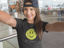 Load image into Gallery viewer, Woman wearing the Black Hit Happy Tennis Women&#39;s Triblend T-Shirt
