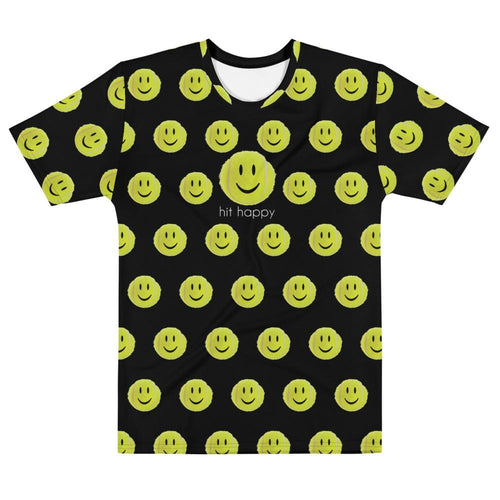 Front view of the Hit Happy All Over Print - Men's Black T-shirt