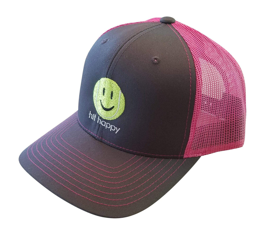 Charcoal and Pink Hit Happy Tennis Baseball Style Hat