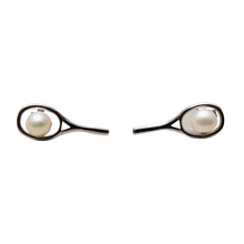 Load image into Gallery viewer, Sterling Silver Tennis Racket With Freshwater Pearl Earrings
