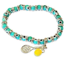 Load image into Gallery viewer, Tennis Karma Bracelet in light blue turquoise
