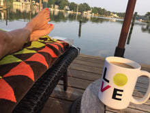 Load image into Gallery viewer, Drinking coffee by the lake in my &quot;I Love Tennis&quot; Coffee Mug
