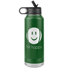 Load image into Gallery viewer, 32 oz Hit Happy Tennis Water Bottle in Green
